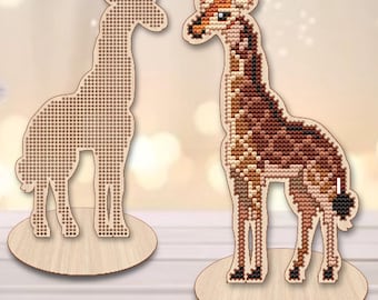 Giraffe Wooden cross stitch blank, Laser cut wood, Giraffe Cross stitch pattern, Cross Stitch Art, Cross Stitch Supplies