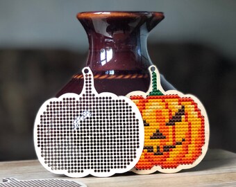Pumpkin Cross Stitch Blank, Halloween Decor Pumpkin, Pumpkin Wood Cross Stitch, Pumpkin Wooden Pendant, Laser Cut Cross Stitch Halloween