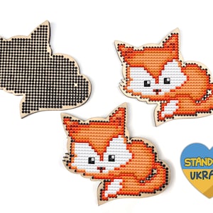 Fox Cross Stitch Pattern, Fox Wood Cross Stitch Pattern, Baby Fox Cross Stitch Ornament, Wooden Cross Stitch Blank Fox, Animal Cross Stitch