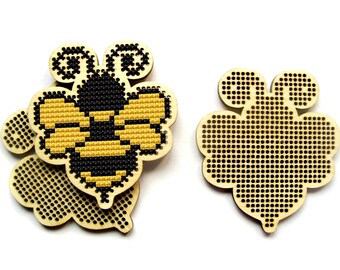 Bee Cross Stitch Pattern, Bee Wood Cross Stitch Pattern, Bee Cross Stitch Ornament, Wooden Cross Stitch Blank Bee