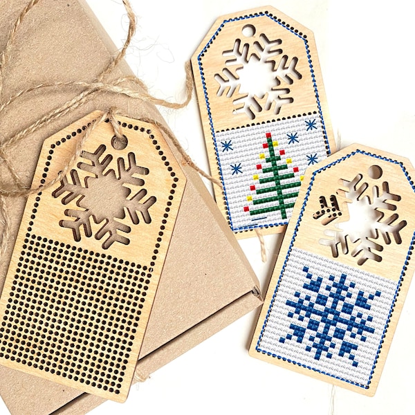 Wood Cross Stitch Blank, Cross Stitch Tag, Wooden Cross Stitch Snowflake, Blank Cross Stitch, Christmas Gift, Plain Cross Stitch Wood Tag