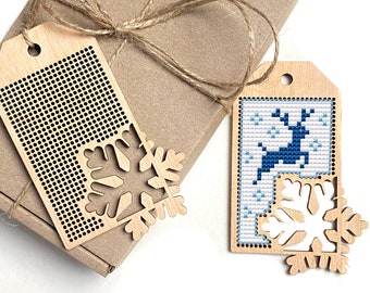 Holz Kreuzstich Rohling, Kreuzstich Tag, Holz Kreuzstich Schneeflocke, Blank Kreuzstich, Weihnachtsgeschenk, Schlichter Kreuzstich Holzanhänger