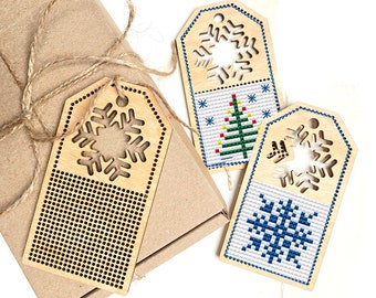 Holz Kreuzstich Rohling, Kreuzstich Tag, Holz Kreuzstich Schneeflocke, Blank Kreuzstich, Weihnachtsgeschenk, Schlichter Kreuzstich Holzanhänger