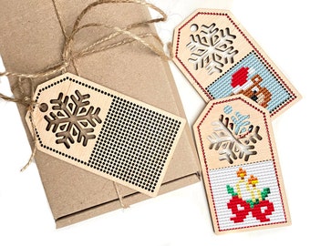 Holz Kreuzstich Rohling, Kreuzstich Tag, Holz Kreuzstich Schneeflocke, Blank Kreuzstich, Weihnachtsgeschenk, Schlichter Kreuzstich Holzanhänger