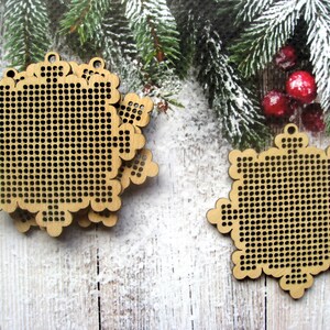 Christmas Bauble Wood Cross Stitch Blank, Christmas Cross Stitch Blank