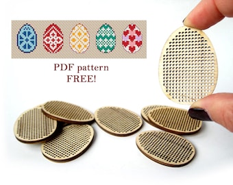Set of 5 Egg cross stitch blank. Wooden cross stitch pendant. Needlepoint wood blank. Laser cut wood Embroidery shapes. Cross stitch sampler