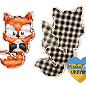 Fox Cross Stitch Pattern, Fox Wood Cross Stitch Pattern, Baby Fox Cross Stitch Ornament, Wooden Cross Stitch Blank Fox, Animal Cross Stitch