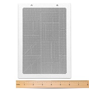 May include: A white metal sheet with a grid pattern of small holes. The sheet is 8 inches wide and measures 6 inches in height.