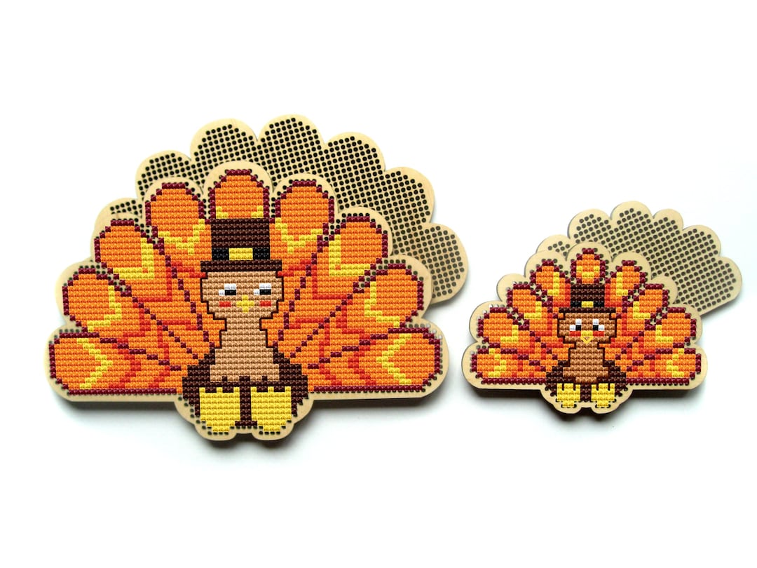 Thanksgiving Day Turkey Cross Stitch Blank Wooden Cross Etsy