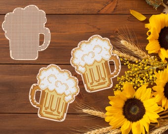 Saint Patricks Day Cross Stitch Blank, Beer Cross Stitch Pattern, St Patricks Day Decor, Beer Ornament, Wooden Cross Stitch Blank, Beer Mug