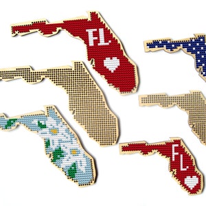 Florida houten kruissteek blanco. Verenigde Staten kruissteek blanco. Stitchabl-kaart van Florida. Florida kruissteekpatroon, Florida State DIY