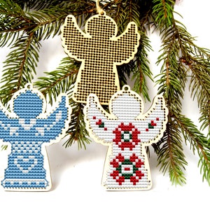 Christmas Angel Cross Stitch Blank, Wooden Cross Stitch Pendant, Christmas Fireplace Decor, Wood Blank Cross Stitch, Christmas Cross Stitch
