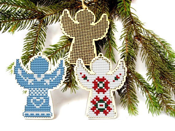 Christmas Angel Cross Stitch Blank, Wooden Cross Stitch Pendant, Christmas Fireplace Decor, Wood Blank Cross Stitch, Christmas Cross Stitch