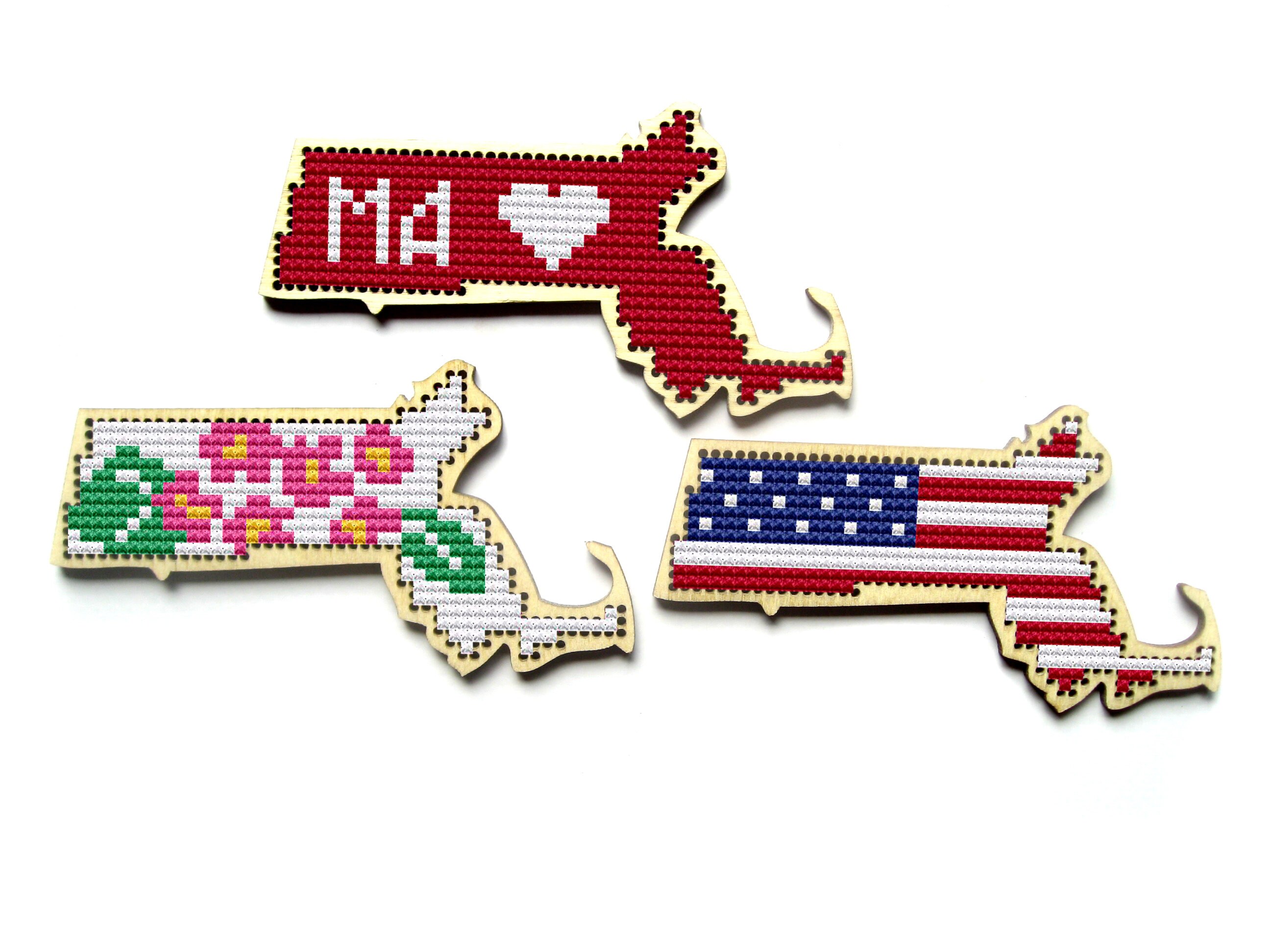 Massachusetts Wooden Cross Stitch Blank. United States Cross Etsy