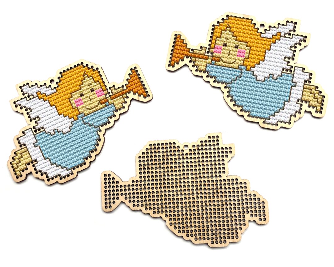 Christmas Angel Cross Stitch Blank, Wooden Cross Stitch Pendant