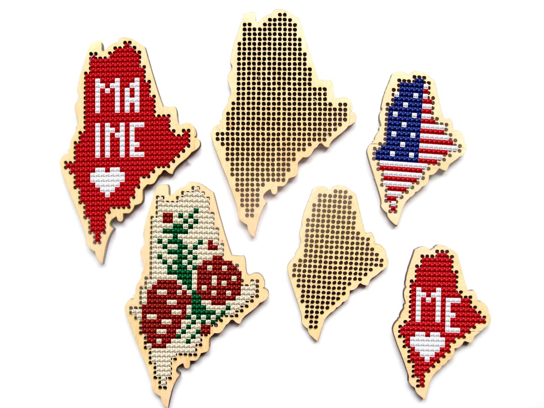 Maine Cross Stitch Pattern Wooden Cross Stitch Blank. United Etsy UK