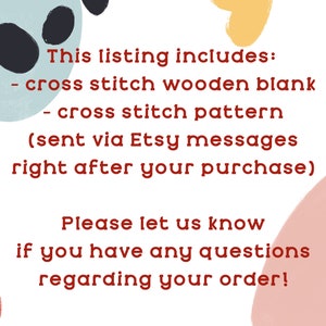 May include: This listing includes a cross stitch wooden blank and a cross stitch pattern. The pattern will be sent via Etsy messages right after your purchase. Please let us know if you have any questions regarding your order!
