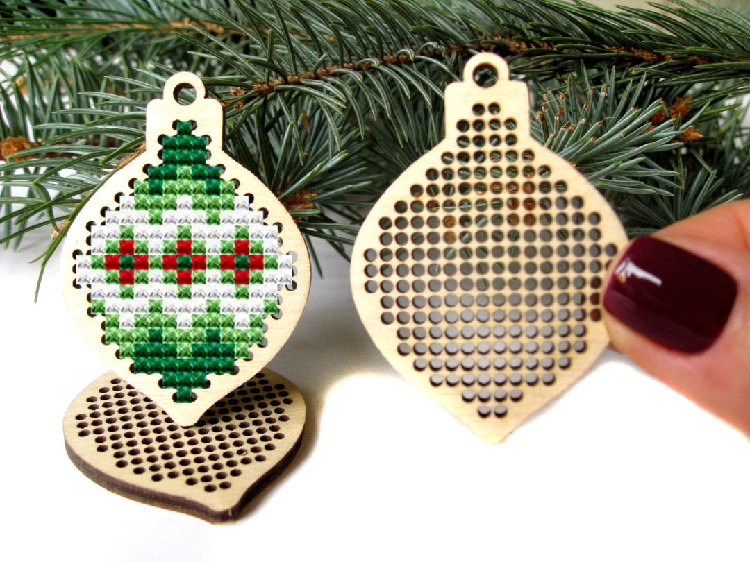 Christmas Bauble Wood Cross Stitch Blank, Christmas Cross Stitch Blank