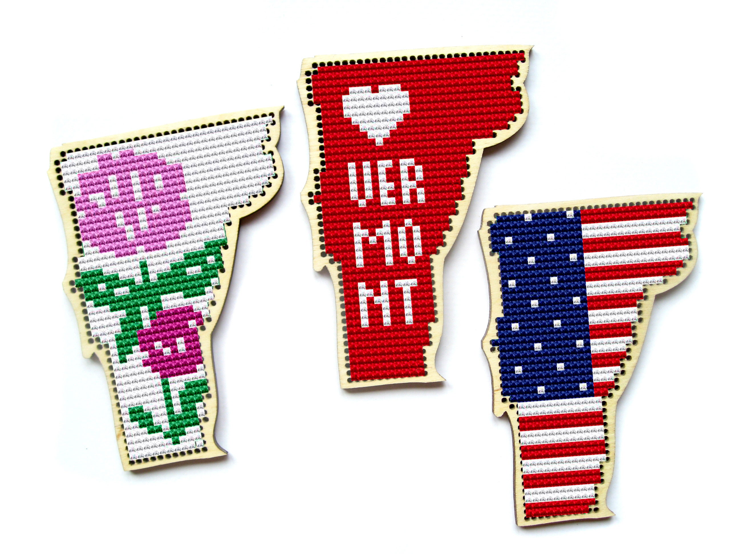 Vermont Wooden Cross Stitch Blank. United States Cross Stitch. Etsy