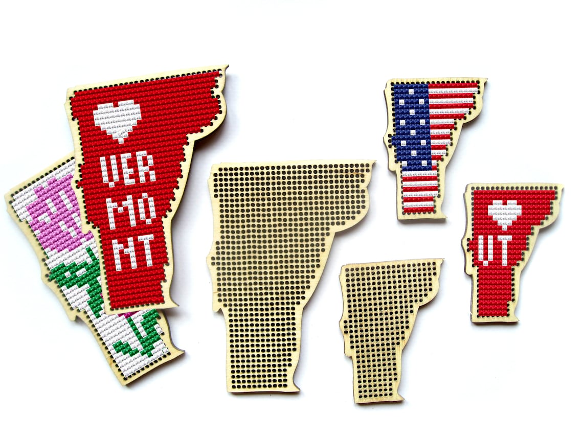 Vermont Wooden Cross Stitch Blank. United States Cross Stitch. Etsy UK