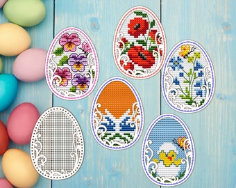 Easter Egg Cross Stitch Blank. Easter Wooden Cross Stitch Pendant. Dimensional Cross Stitch. Easter Decor. Wood Easter Ornament