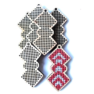 Set of 3, Cross Stitch Pendant, Rhombus, 60x30 mm, Cross Stitch Blank, Plywood Blank, Pendant, Earring, Brooch, Necklace, Laser Cut