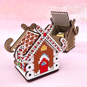 Punto croce natalizio, decorazioni pasquali per la casa, motivo a punto croce per Natale e Pasqua, decorazioni per l'albero di Natale, decorazioni per il camino, casetta natalizia