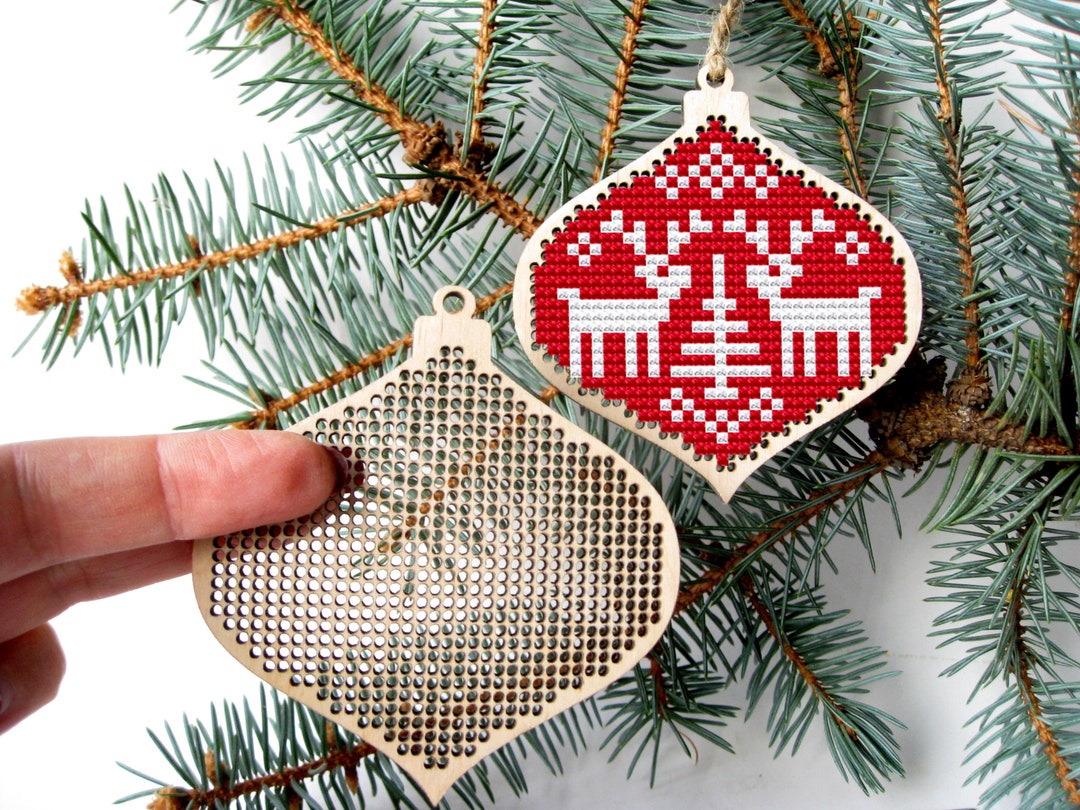 Christmas Bauble Wood Cross Stitch Blank, Christmas Cross Stitch Blank