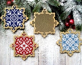 Christmas Bauble Wood Cross Stitch Blank, Christmas Cross Stitch Blank, Wooden Christmas Tree Decor, Cross Stitch Pendant, Wood Stitch Blank