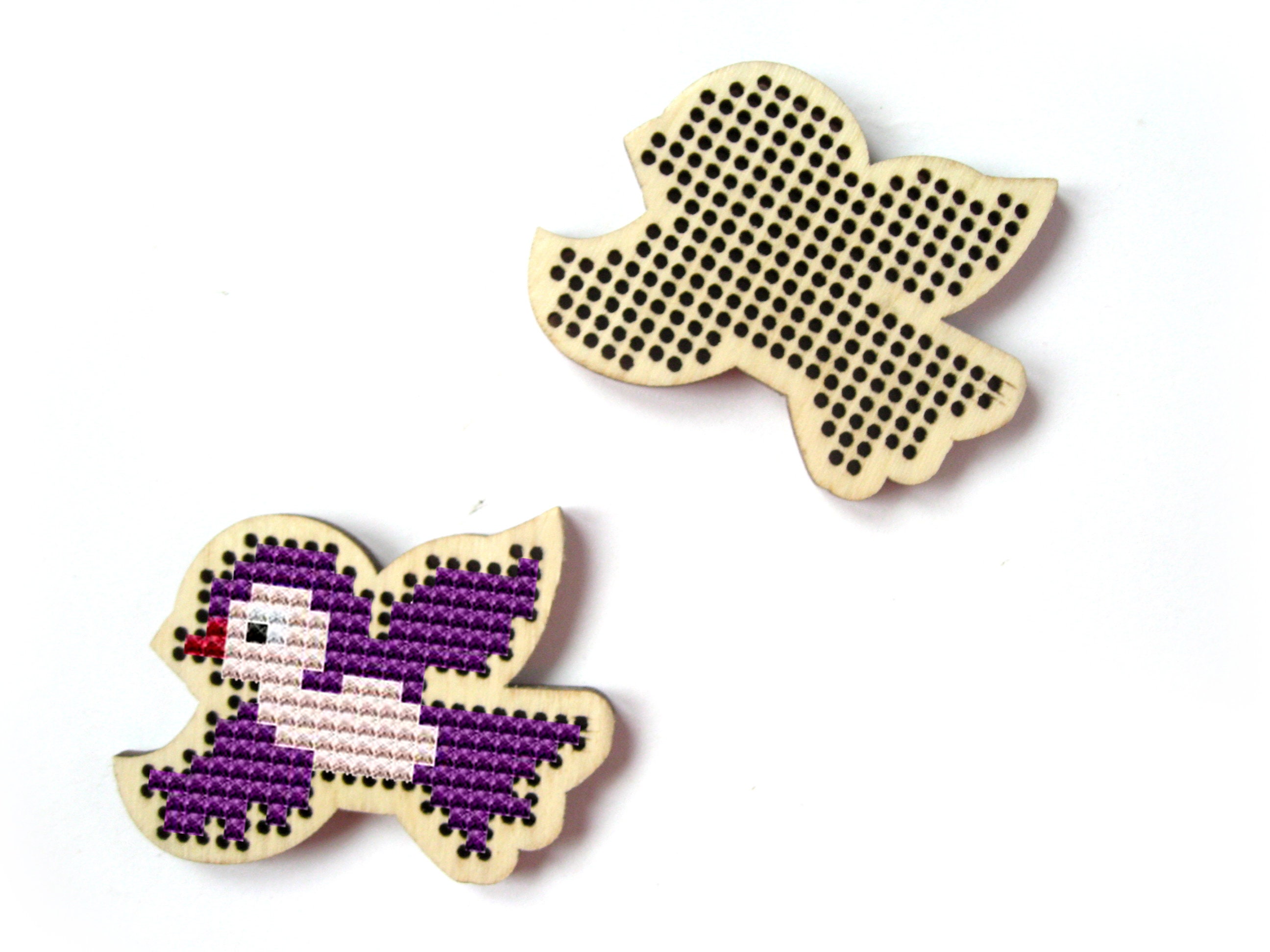 Wood Cross Stitch Bird Wooden Cross Stitch Ornament Bird Etsy