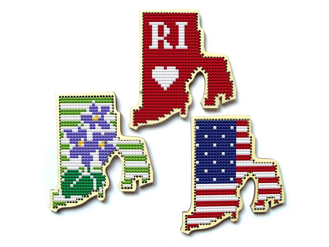 Rhode Island Wooden Cross Stitch Blank. United States Cross Etsy