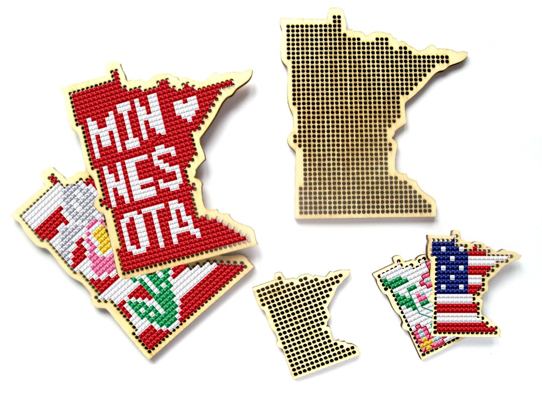 Minnesota Wooden Cross Stitch Blank. United States Cross Stitch