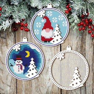 Christmas Bauble Cross Stitch Blank. Wooden Cross Stitch Pendant. Dimensional Cross Stitch. Christmas Tree Decor. Wood Christmas Ornament