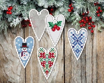 Heart Cross Stitch Blank. Christmas Bauble Wooden Cross Stitch Pendant, Wooden Christmas Tree Decor, Cross Stitch Pendant, Wood Stitch Blank