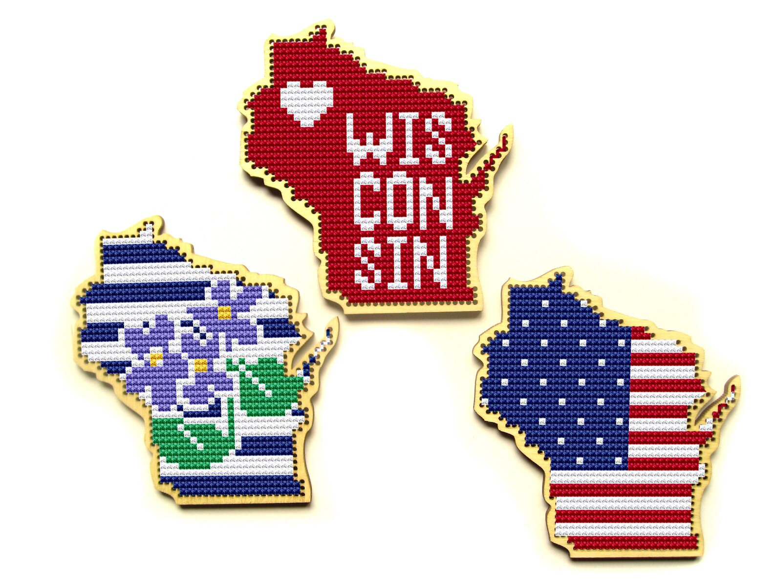 Wisconsin Wooden Cross Stitch Blank. United States Cross Etsy