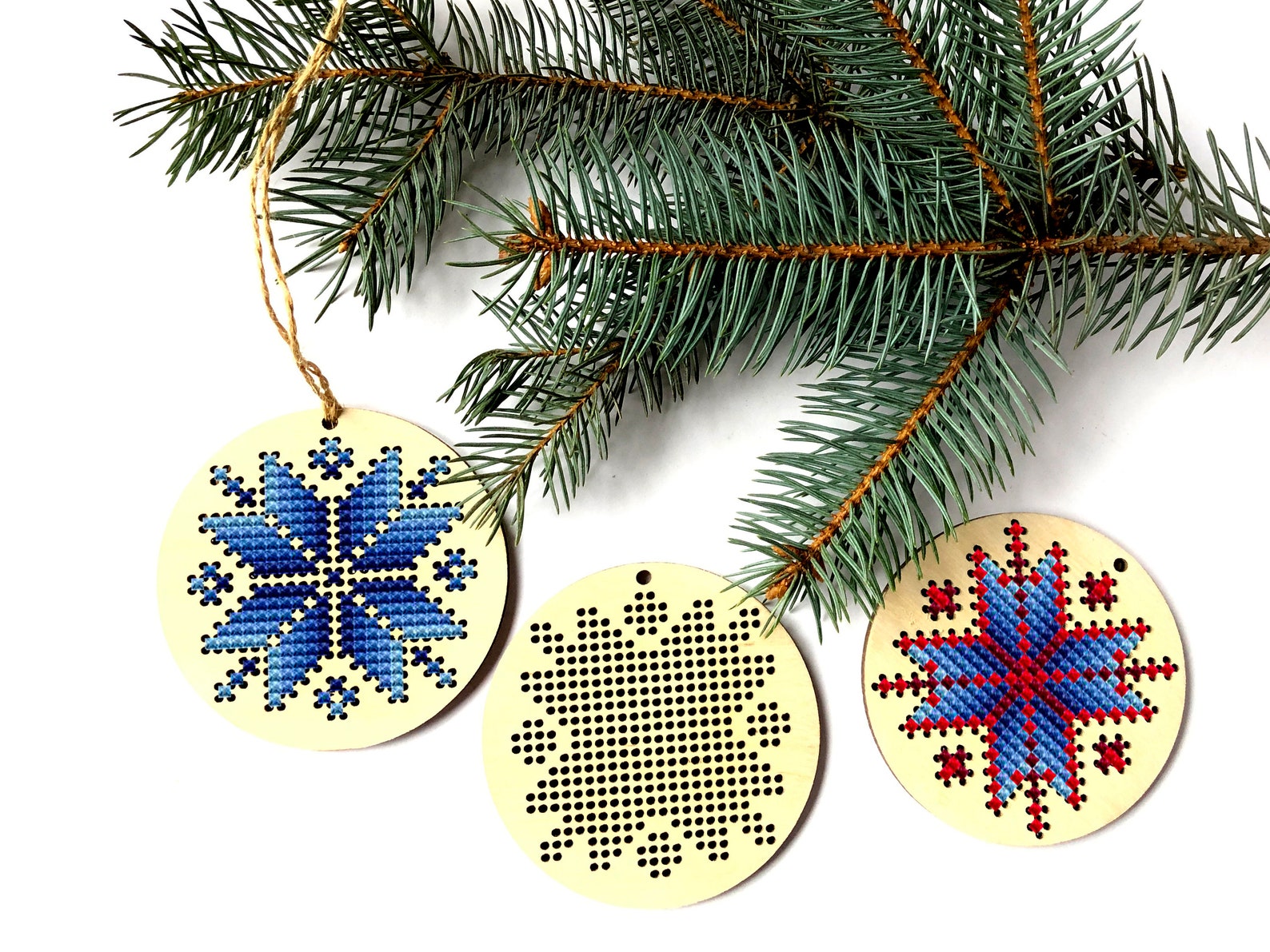 Christmas Bauble Wood Cross Stitch Blank Christmas Cross Etsy