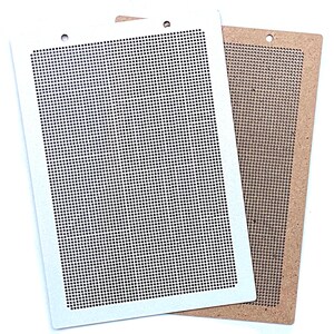 May include: Two rectangular craft stencils, one white and one brown, with a grid pattern. The stencils are made of a sturdy material and are perfect for creating intricate designs.