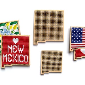 Padrão de ponto cruz do Novo México, base de madeira para ponto cruz. Bases para ponto cruz ou bordado dos Estados Unidos. Mapa do Novo México Stitchabl.