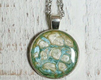 Necklace with hand-painted silver plated medallion