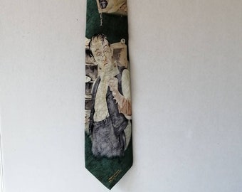 Vintage Norman Rockwell Novelty Necktie, Men's Silk NeckTie, Collectors Tie, Christmas Gift, Saturday Evening Post Rockwell Tie, Da'd s Gift