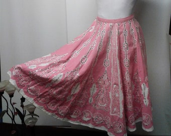 Pink Skirt, Pink Sequin Skirt, Flared Skirt, Retro Skirt, Hop Pink Skirt, Pink Vintage Skirt, Girls Pink Skirt, Vintage Pink, Pink Clothing