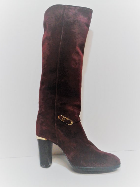 burgundy suede boots womens