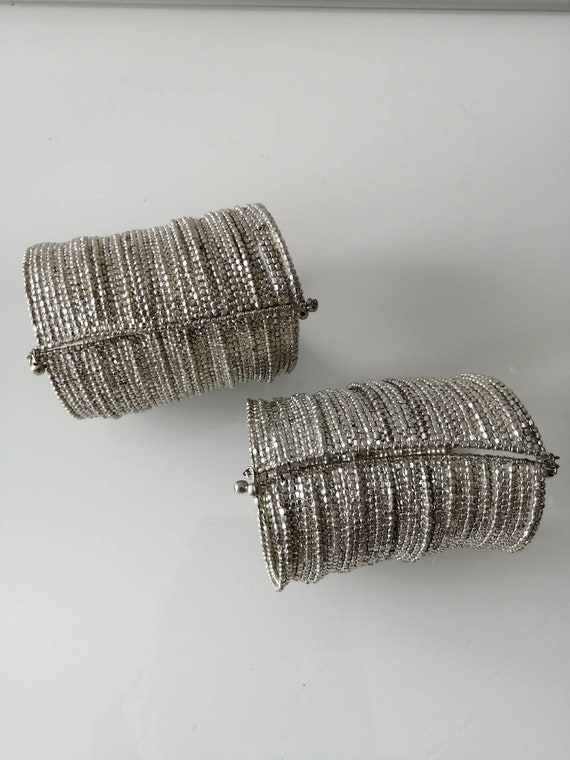 Wide Open Cuff Silver Toned Bracelet, Multilayer … - image 7