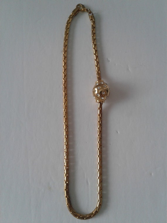 VTG-Gold Tone Fancy Cable Chain With Rhinestone S… - image 4
