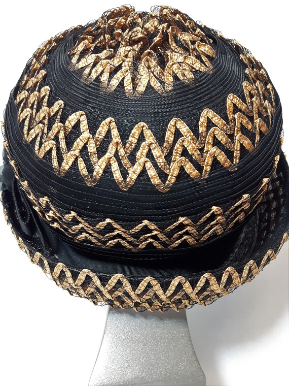 Ladies' Vintage Bowler/Cloche Hat, Black, Brown S… - image 5