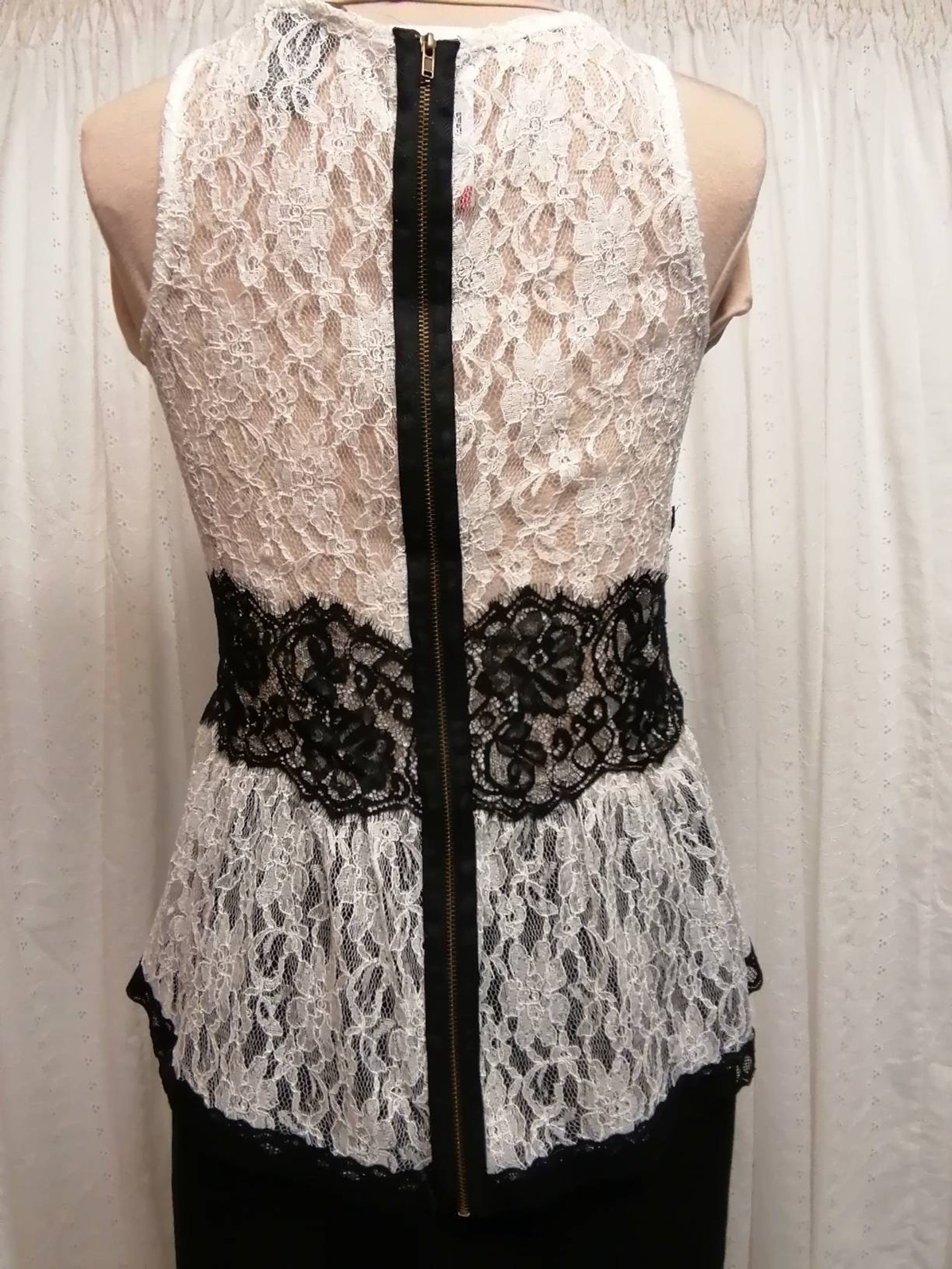 Black and White Lace Sheer Top Sleeveless Body Fitting Lace Etsy
