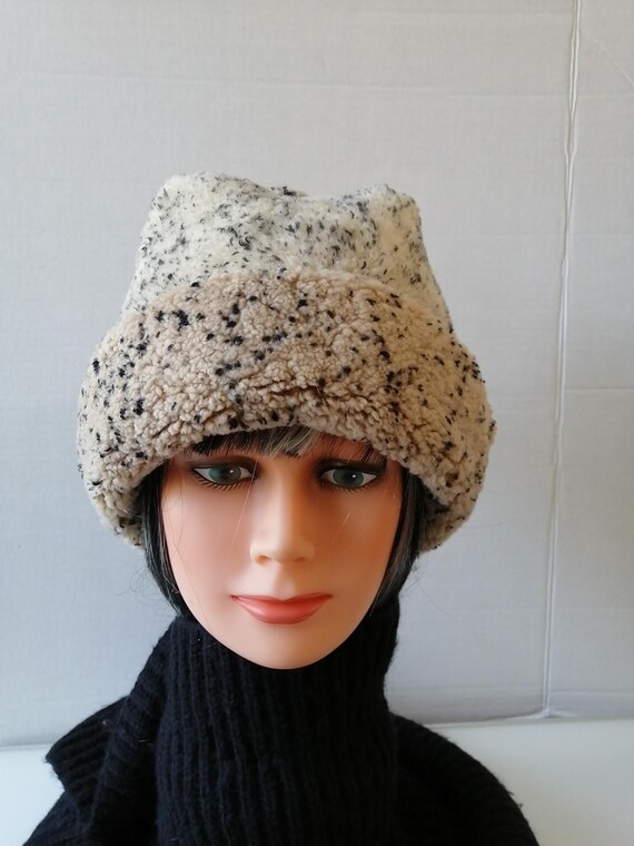 Vintage Faux Fur Hat With Pom Pom, Retro Beige Winter Hat - Etsy