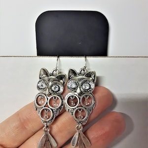 Owl Earrings, Gift for Her, Boho Earrings, Casual Style Earrings,Custom Jewelry,Mini Owl, Rhinestone Earrings,Jewelry for Women, Boho Style