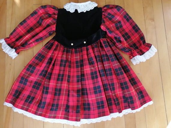 Kids Black/Red Long-Sleeve Embroidered Dress main image 1