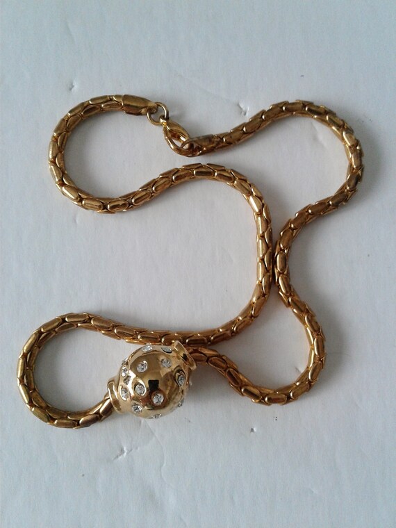 VTG-Gold Tone Fancy Cable Chain With Rhinestone S… - image 9